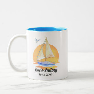 Tasse 2 Couleurs Bateau à voile à la retraite Couleur de soleil