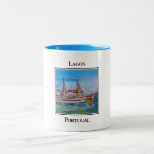 Tasse 2 Couleurs Bateau à voile mignon dans le port de Lagos, Portu