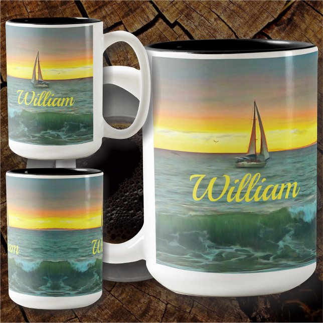 Tasse 2 Couleurs Bateau à voile sur Banderas Bay 0884 (Créateur téléchargé)