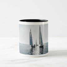 Bateaux à voile avec illustration Sun Setting