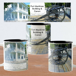 Tasse 2 Couleurs Bâtiment Fort Mackinac et Canon à Mackinac Island