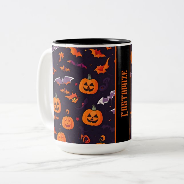 Tasse 2 Couleurs Bats Citrouille Et Bats (Devant gauche)