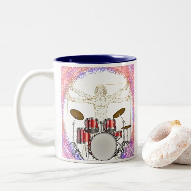 Tasse 2 Couleurs Batteur vitruvien personnalisé (Avec donut)