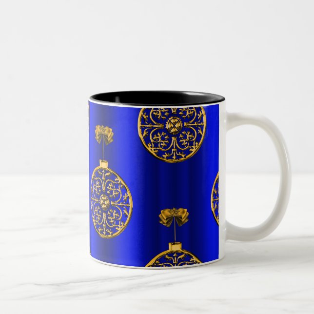 Tasse 2 Couleurs Baubles de Noël en bleu (Droit)