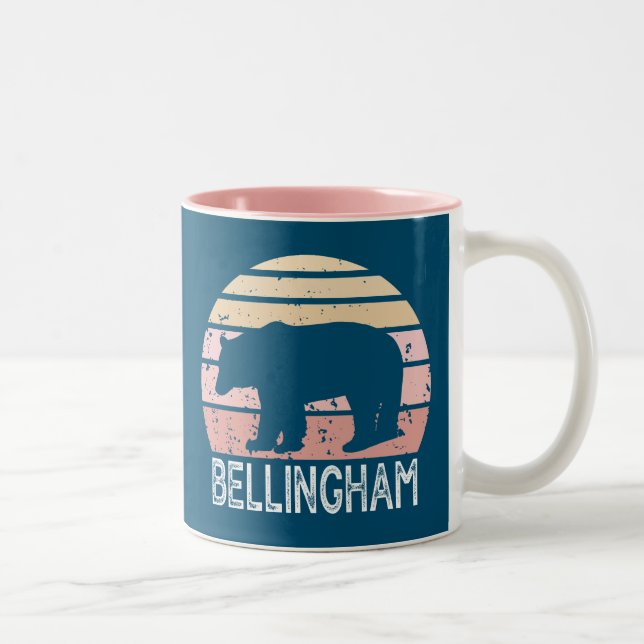 Tasse 2 Couleurs Bear rétro de Bellingham Washington (Droit)