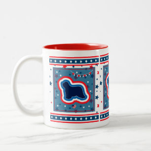 Tasse 2 Couleurs Bearded Collie Rouge Blanc Et Bleu 4 Juillet