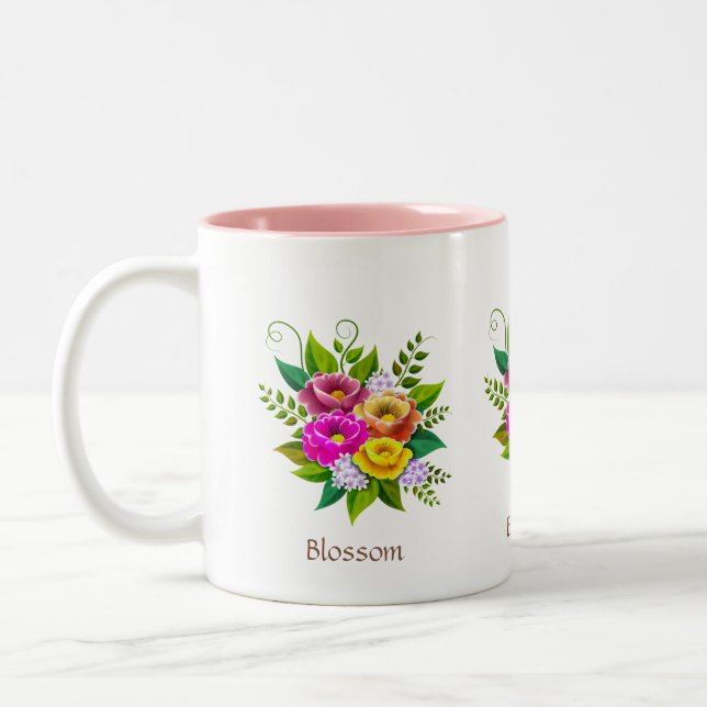 Tasse 2 Couleurs Beau Bouquet de fleurs colorées (Gauche)