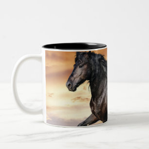 Tasse 2 Couleurs Beau Cheval Noir