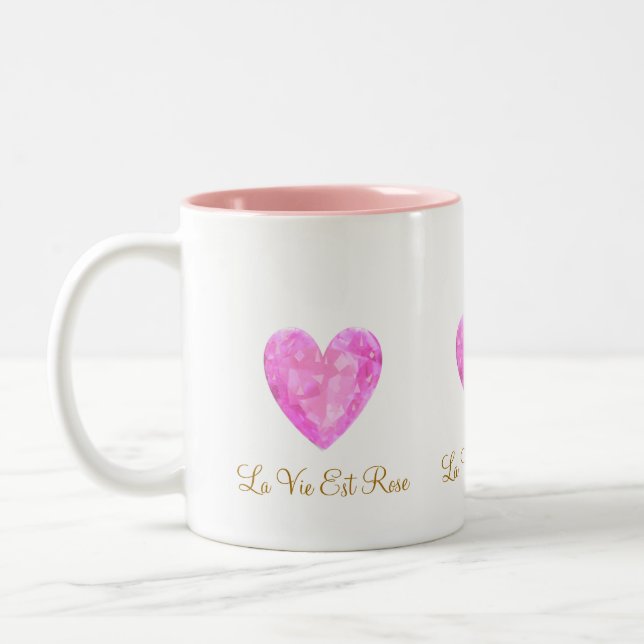 Tasse 2 Couleurs Beau Coeur Gem Rose (Gauche)