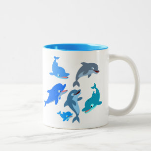 Tasse 2 Couleurs Beau Dauphin Caricature