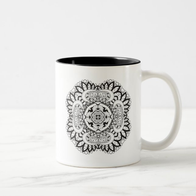 Tasse 2 Couleurs Beau griffonnage de carré de Deco (Droit)