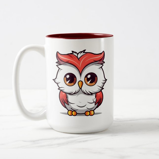 Tasse 2 Couleurs Beau Kawaii Style Owl Cartoon-77038 à deux tons (Gauche)