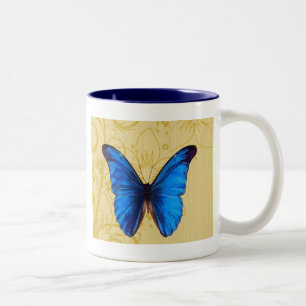 Tasse 2 Couleurs Beau papillon bleu art Vintage
