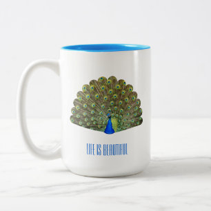 Tasse 2 Couleurs Beau Peacock Oiseau Bleu