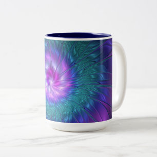 Tasse 2 Couleurs Beauté florale abstraite, art fractal coloré de fl