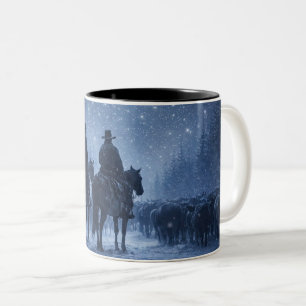 Tasse 2 Couleurs Beaux Pays Cowboys Western Noël Bétail
