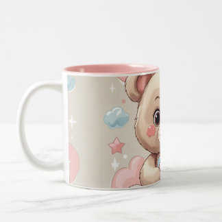 Tasse 2 Couleurs Bébé en peluche adorable - Soft Pastel Design