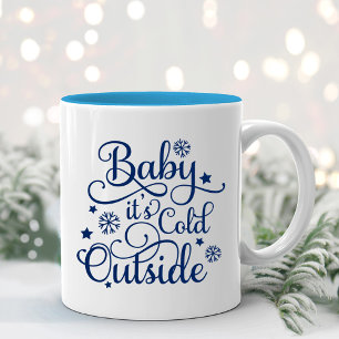 Tasse 2 Couleurs Bébé Il Fait Froid Dehors Écriture De Noël Navy