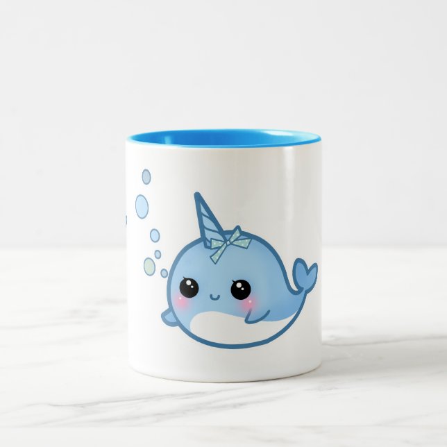 Tasse 2 Couleurs Bébé mignon de kawaii narwhal (Centre)