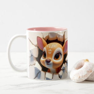 Tasse 2 Couleurs Bébé mignon en 3D Cerf de cacao chaud Café Animaux