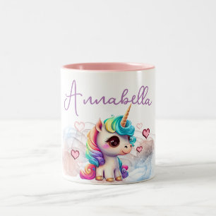 Tasse 2 Couleurs Bébé mignon licorne et Coeurs