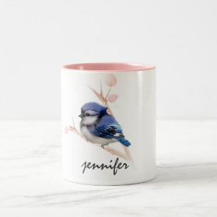 Tasse 2 Couleurs Bébé personnalisé mou Bleu Jay Boug d'oiseaux