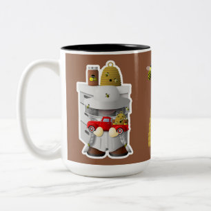 Tasse 2 Couleurs Beekeeper Girl Gnome avec Petit Camion Rouge