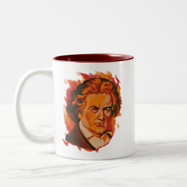 Tasse 2 Couleurs Beethoven Fire Palette Portrait Quote (Gauche)