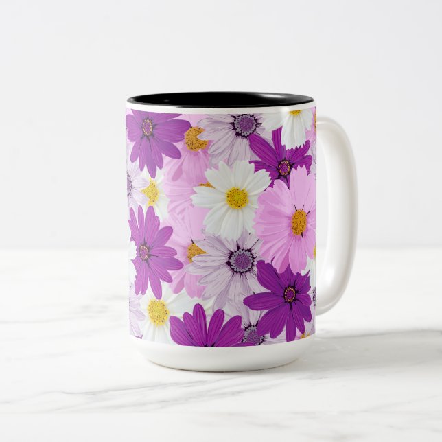 Tasse 2 Couleurs Belle aquarelle Cosmos Flower (Devant droit)