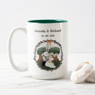 Tasse 2 Couleurs Belle Bunnies d'amour   Anniversaire de mariage pe