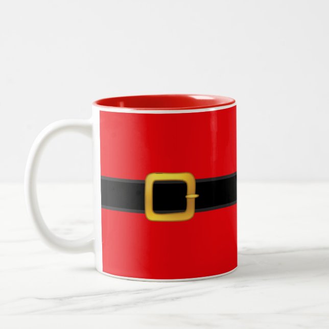 Tasse 2 Couleurs Belle ceinture de Noël du Père Noël (Gauche)
