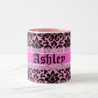 Tasse 2 Couleurs Belle conception rose de nom de damassé