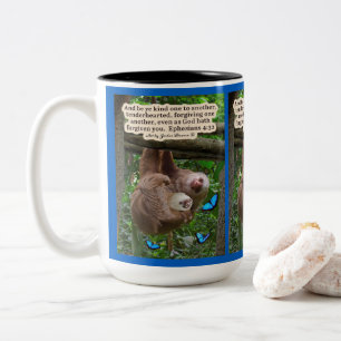 Tasse 2 Couleurs Belle Écriture de Sloth : Ephésiens 4:32