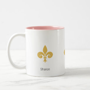 Tasse 2 Couleurs Belle Fleur de lis blanche