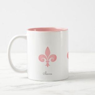 Tasse 2 Couleurs Belle fleur de lis en rose corail clair