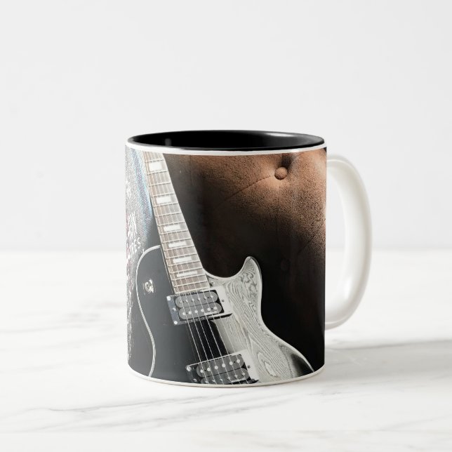 Tasse 2 Couleurs Belle guitare acoustique (Devant droit)