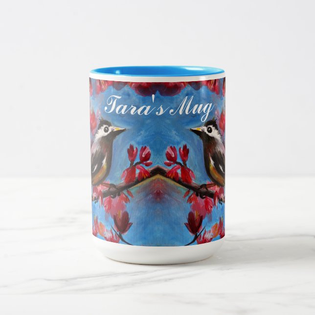 Tasse 2 Couleurs Belle peinture de printemps d'oiseaux (Centre)