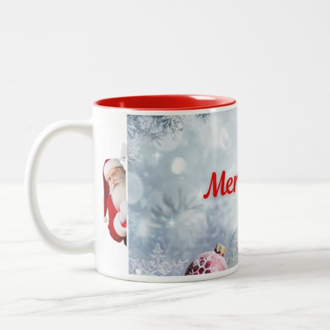 Tasse 2 Couleurs Belles canettes de Noël Père Noël (Gauche)