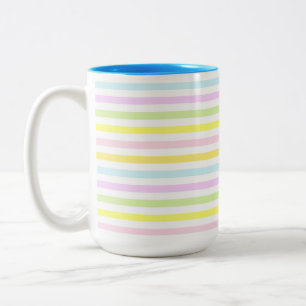 Tasse 2 Couleurs Belles Rayures en Couleurs Pastel
