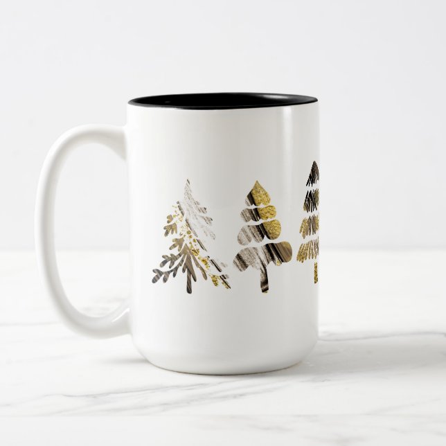Tasse 2 Couleurs Bénédiction de vacances | Purple Gold & Black Tree (Gauche)