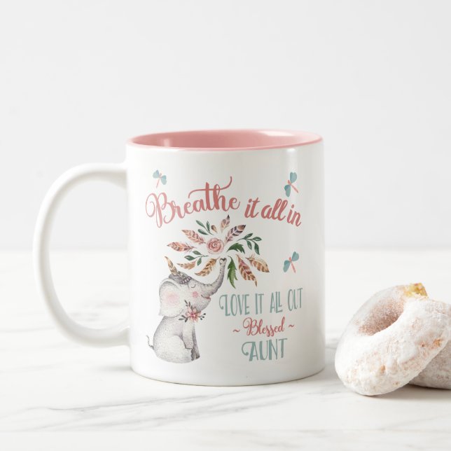 Tasse 2 Couleurs Béni Tante Eléphant et libellule (Avec donut)