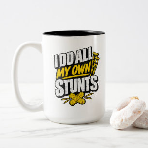 Tasse 2 Couleurs Béquilles d'os cassé Humour Je fais toutes mes pro