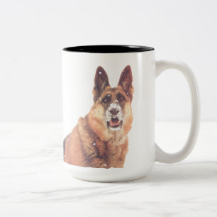 Tasse 2 Couleurs Berger allemand magnifique dans la neige