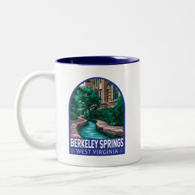 Tasse 2 Couleurs Berkeley Springs West Virginia Illustration Voyage (Gauche)