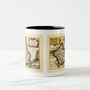 Tasse 2 Couleurs Berkshire Barkshire Comté Angleterre Carte Antiqua