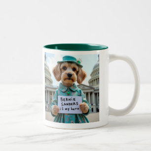 Tasse 2 Couleurs Bernie Sanders est mon héros, le chien mignon