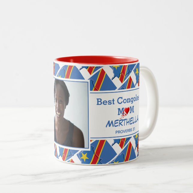 Tasse 2 Couleurs BEST CONGOLESE MOM Personnalisé RDC CONGO Photo (Devant droit)