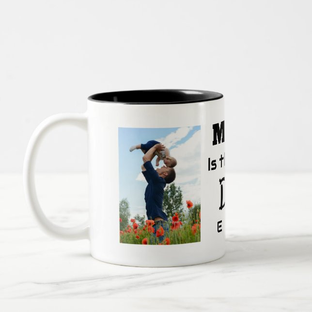Tasse 2 Couleurs Best Dad ever photo customizable (Gauche)