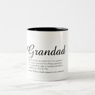Tasse 2 Couleurs Best Ever Grandpa, Grandad, Papa Definition Script