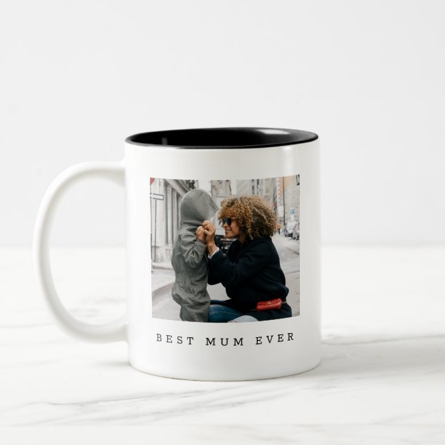 Tasse 2 Couleurs Best Mum Ever Full Photo Personalized (Gauche)